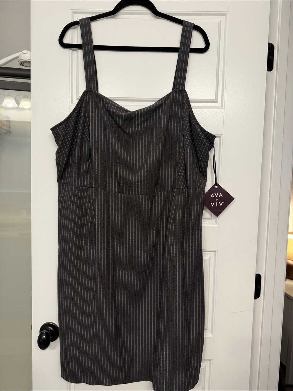 Ava & Viv Charcoal Gray Pinstripe Mini Dress